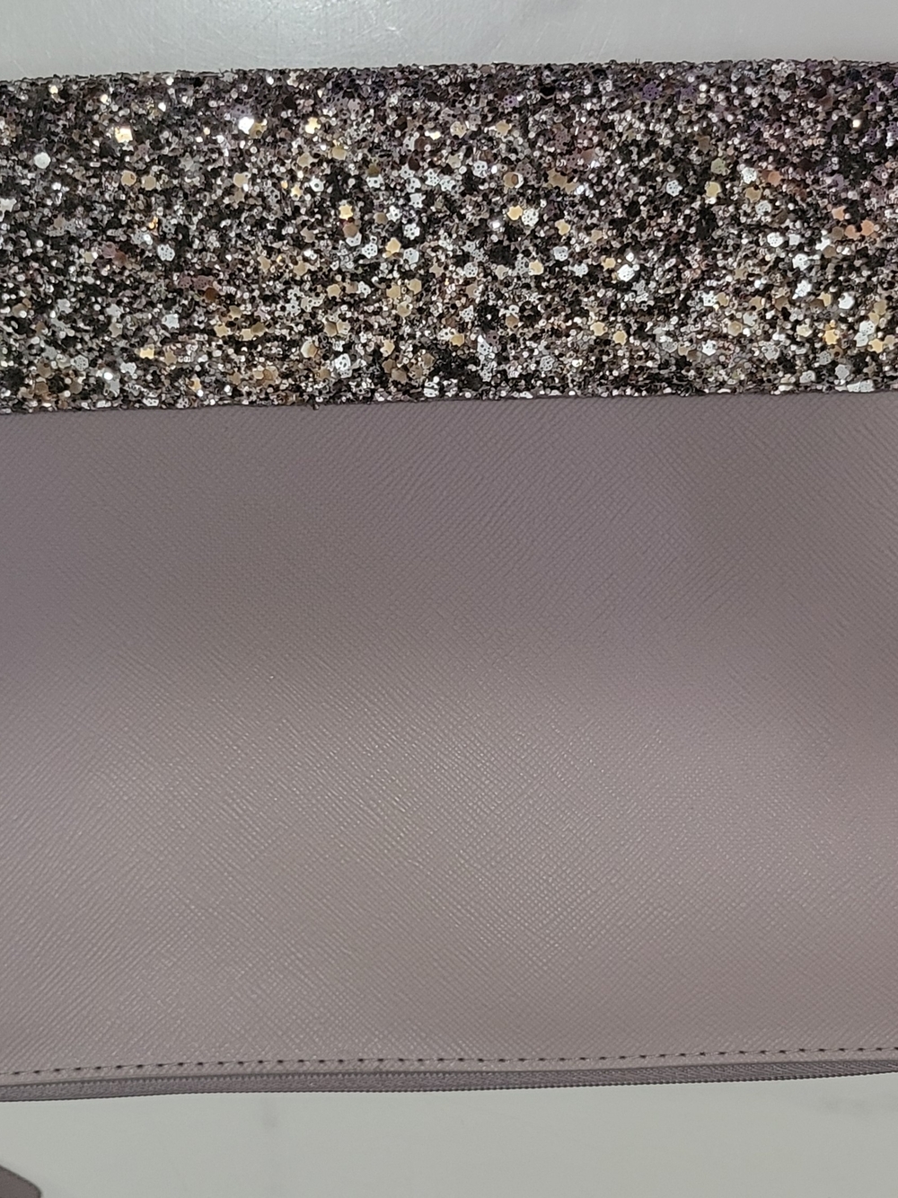 Kate Spade Glitter Trim Saffiano Leather Clutch - Mauve - Picture 4 of 8
